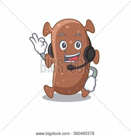 A Gorgeous Actinomyces Israelii Mascot Character Concept Wearing Headphone