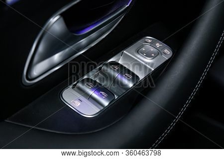 Novosibirsk/ Russia - April 06, 2020: Mercedes-benz Gle-class, Arm Rest With Window Control Panel, D