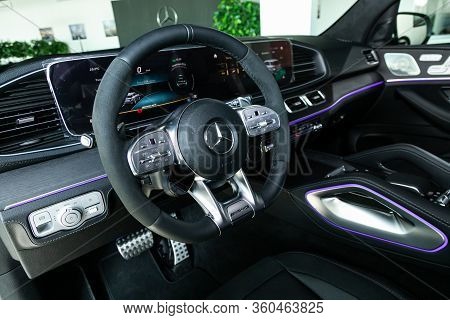 Novosibirsk/ Russia - April 06, 2020: Mercedes-benz Gle-class,salon Of A New Stylish Car, Dashboard,