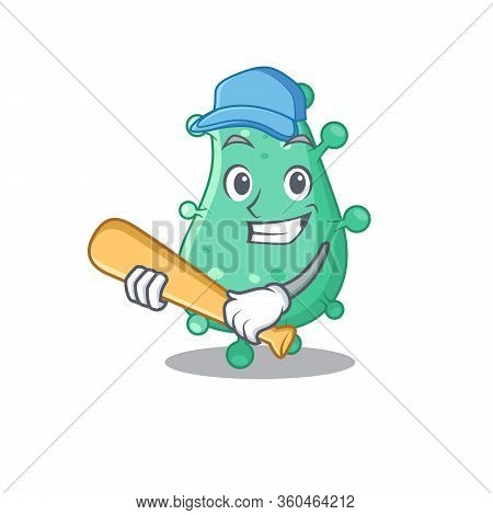 Picture Of Agrobacterium Tumefaciens Cartoon Character Playing Baseball