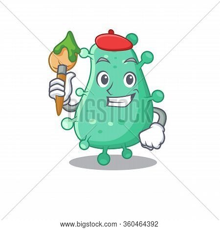 A Creative Agrobacterium Tumefaciens Artist Mascot Design Style Paint With A Brush