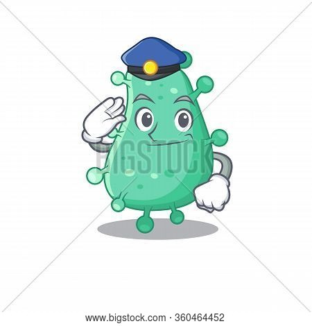 Police Officer Mascot Design Of Agrobacterium Tumefaciens Wearing A Hat