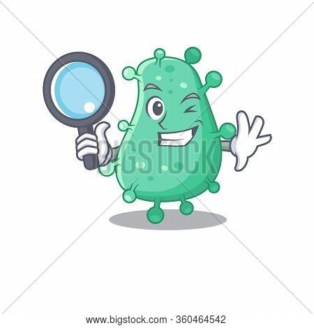 Smart Detective Of Agrobacterium Tumefaciens Mascot Design Style With Tools