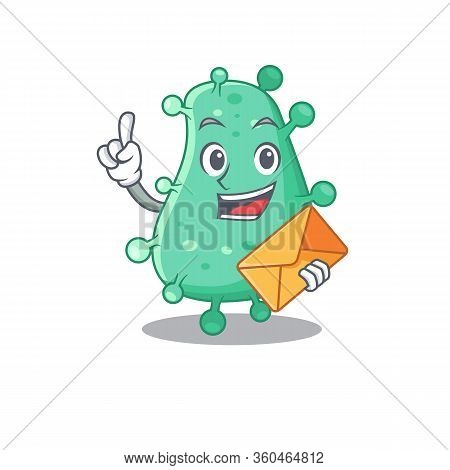 Happy Agrobacterium Tumefaciens Mascot Design Concept With Brown Envelope