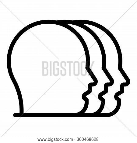 Three Faces Icon. Outline Three Faces Vector Icon For Web Design Isolated On White Background
