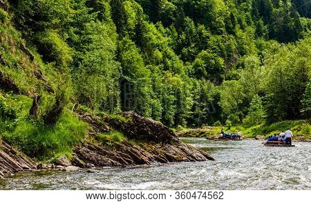 Floating Along Dunajec River In Pieniny National Park, Poland, Dunajec River - Popular Tourist Spot 