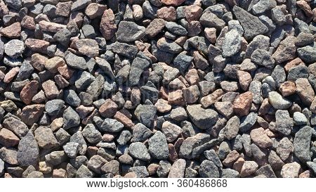 Gravel For Background At Dry Sunny Summer Day