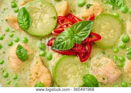 Thai Green Curry With Chicken Or Gaeng Kaew Wan Gai. Thai Green Curry Is A Thailand Cuisine Dish Wit