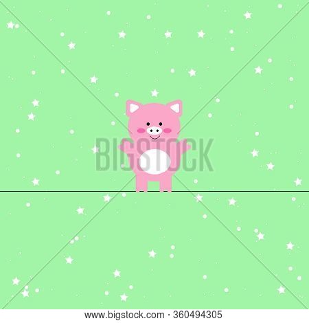 Vector Illustration Of Cute Pig Cartoon Isolated