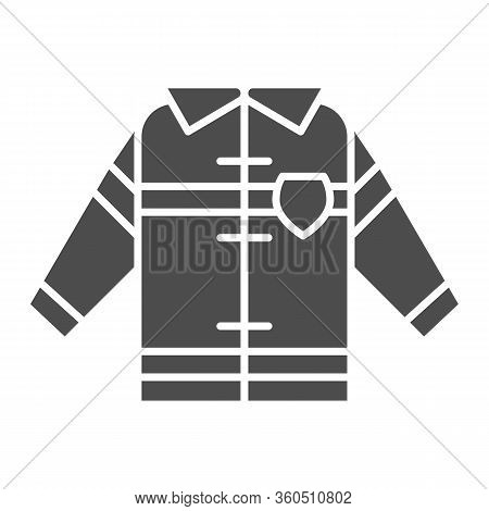 Fireman Uniform Solid Icon. Fireproof Suit Glyph Style Pictogram On White Background. Fire Jacket Pr