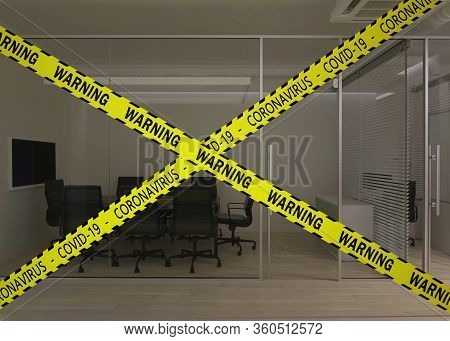 Office Closed For Quarantine. Meeting Room. 3d Rendering.