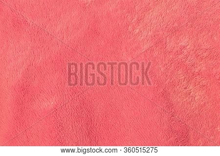 Beautiful Horizontal Texture Of Pink Microplush Or Fur For Textile And Hand Made Sewing