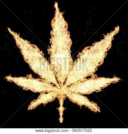 Fire Cannabis Leaves Isolated On White Background Growing Medical Marijuana Cbd Canabinol