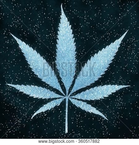 Ice Cannabis Leaves Isolated On White Background Growing Medical Marijuana Cbd Canabinol