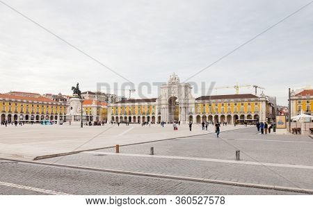 Lisbon, Portugal - November 9: The View Across Commerce Square In Lisbon, Portugal Is Pictured On 09