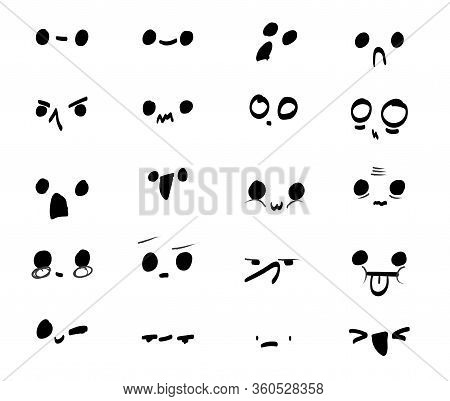 Hand Drawn Cartoon Funny Emotional Faces Set