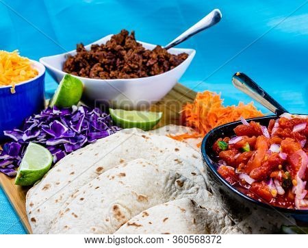 Serve Yourself Taco Platter Ready To Dig In. Calgary, Alberta, Canada