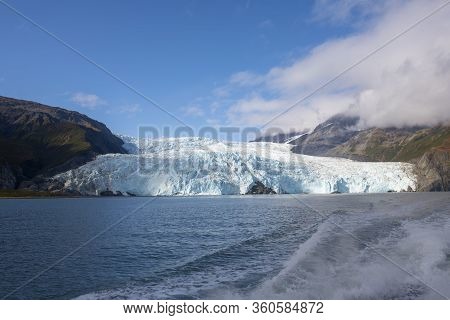 Aialik Glacier On Aialik Bay In Kenai Fjords National Park In Sep. 2019 Near Seward, Alaska Ak, Usa.
