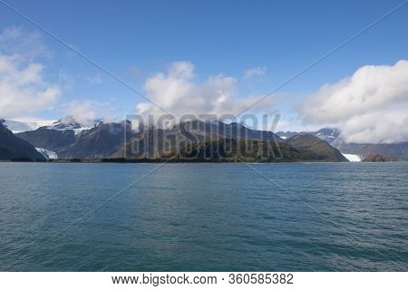 Holgate Glacier On The Left And Aialik Glacier On The Right On Aialik Bay In Kenai Fjords National P