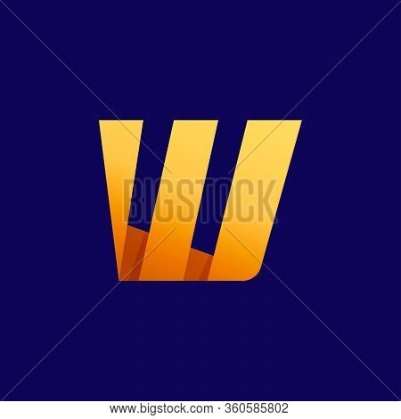 W Letter Logo. Folded Paper Style. Vector Icon Perfect For Craft Labels, Origami Posters, Cute Ident