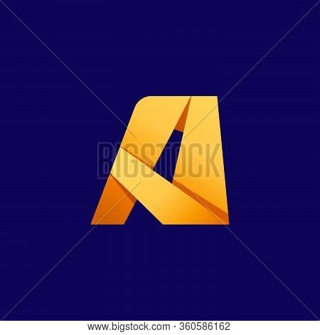 Letter A Logo. Folded Paper Style. Vector Icon Perfect For Craft Labels, Origami Posters, Cute Ident
