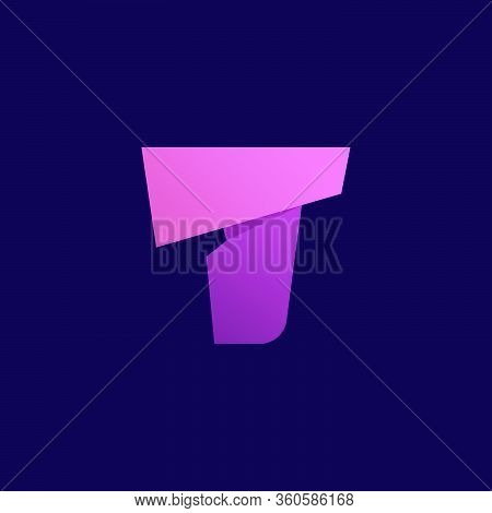 T Letter Logo. Folded Paper Style. Vector Icon Perfect For Craft Labels, Origami Posters, Cute Ident