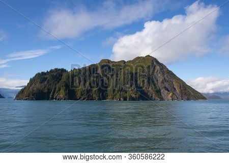 An Island Near Aialik Glacier On Aialik Bay In Kenai Fjords National Park In Sep. 2019 Near Seward, 