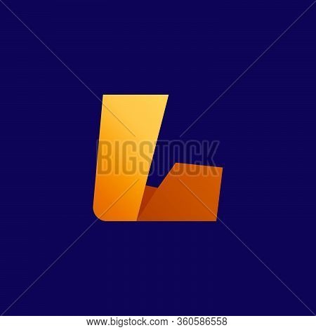 L Letter Logo. Folded Paper Style. Vector Icon Perfect For Craft Labels, Origami Posters, Cute Ident