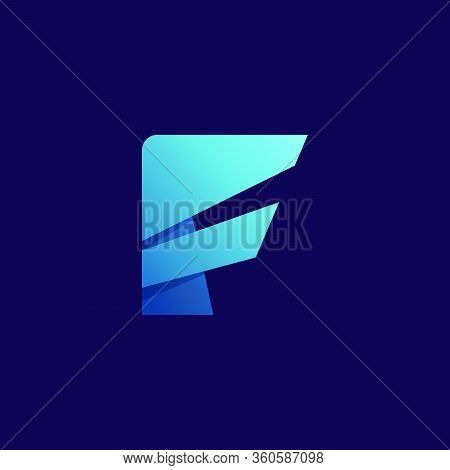 F Letter Logo. Folded Paper Style. Vector Icon Perfect For Craft Labels, Origami Posters, Cute Ident
