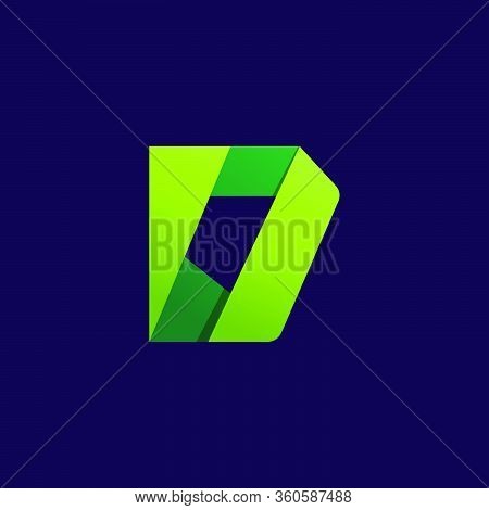 D Letter Logo. Folded Paper Style. Vector Icon Perfect For Craft Labels, Origami Posters, Cute Ident