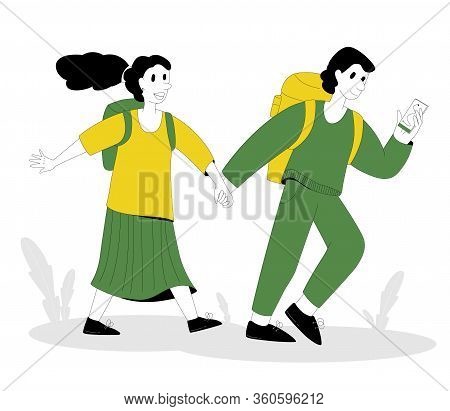 Couple Follow The Track On A Phone