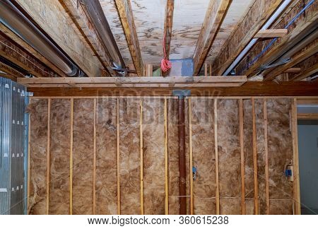 Interior Wall Insulation Of Basement With Fiberglass Of House With Insulation Material