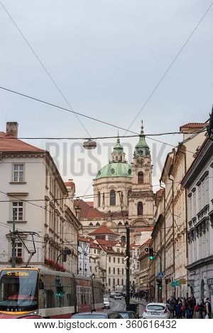 Prague, Czechia - November 2, 2019: St Nicholas Church, Also Called Kostel Svateho Mikulase, In Prag