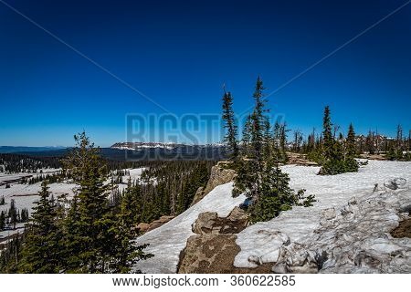 View From The Mirror Lake Scenic Byway Near Bald Mountain Pass In The Uinta Mountain Range Of Utah.