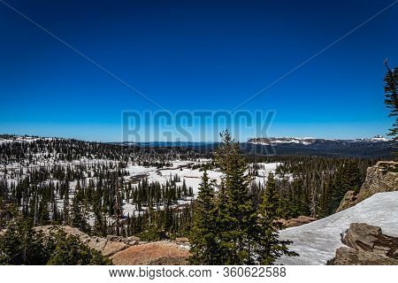 View From The Mirror Lake Scenic Byway Near Bald Mountain Pass In The Uinta Mountain Range Of Utah.