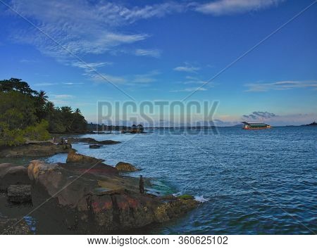 A Scenic View From The Beach Near To The Jetty At Pulau Ubin Island Of Singapore.
