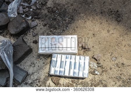 Krakovets, Ukraine - May, 2019: Close-up Of Smuggled Cigarettes Packs, Which Were Specially Disguise