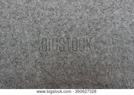 Gray Blanket Texture For Background. Close-up Of Natural Warm Wool Coverlet, Wrap, Coverlid. Origina