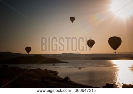 Hot Air Balloons Over Elephant Butte Lake Nm
