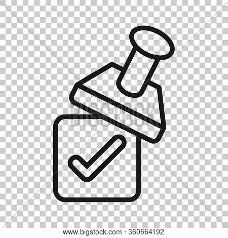 Approve Stamp Icon In Flat Style. Accept Check Mark Vector Illustration On White Isolated Background