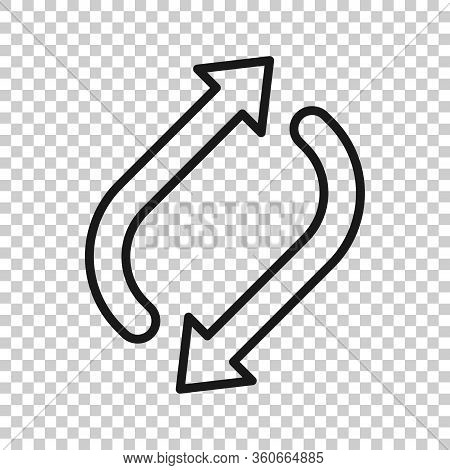 Arrow Rotation Icon In Flat Style. Sync Action Vector Illustration On White Isolated Background. Ref