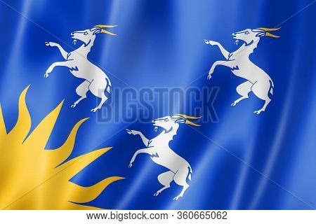 Merionethshire County Flag, United Kingdom Waving Banner Collection. 3d Illustration