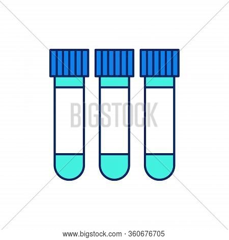 Covid Prevention - Test Tubes. Covid-19 Icon, Coronavirus Element In Flat Line Style
