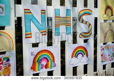 Camberley; United Kingdom, 9th April 2020:- Signs Thanking The Nhs During The Covid-19 Outbreak