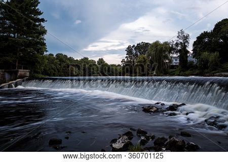 A Waterfall In Summer Time In Natick Massachusetts