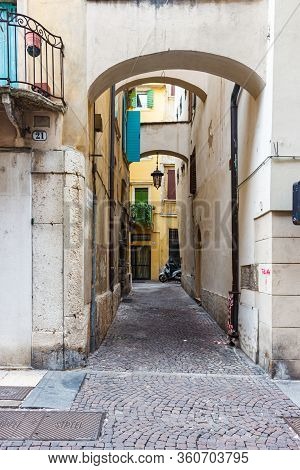 Verona, Italy, September 27, 2015 : The Architecture Of The Old Part Of The City Of Verona In Italy.