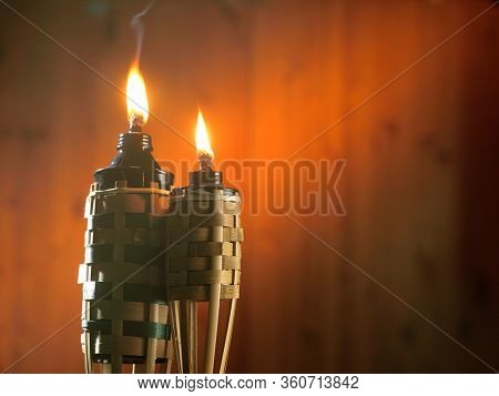 bamboo torch or pelita icon of hari raya