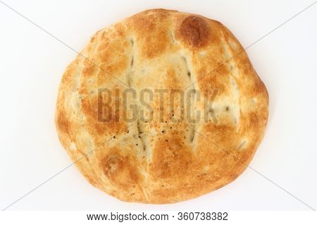 Turkish Ramadan Pita Bread, Isolated On White Background
