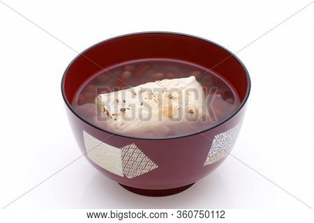 Japanese Confectionery, Zenzai Sweet In A Bowl On White Background