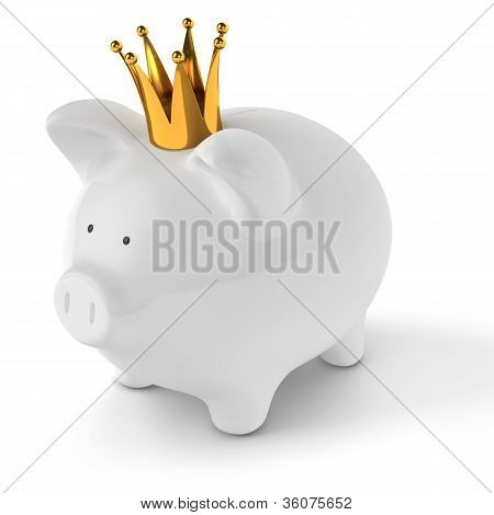 Spargris med guld krona